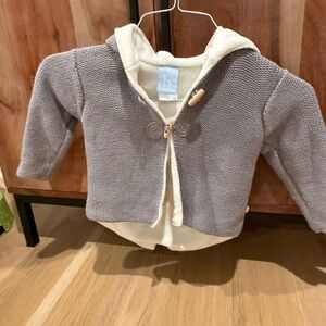 Bella Bliss Gray and Cream Knit Baby Hoodie